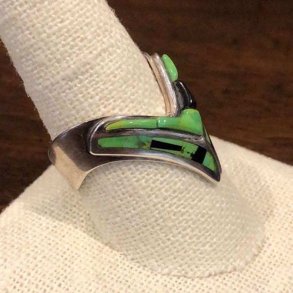 M JAY KING DTR Unisex Green Turquoise Sterling Silver Ring Sz 10-1/4 - Picture 4 of 10
